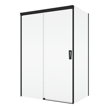 Ușă de duș Sanswiss Cadura, culisantă cu parte fixă, stânga, 120×200 cm, profil negru mat